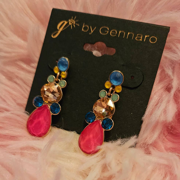 NWT! G by Gennaro Playful Colorful Sparkling Eclectic Drop Earrings - Picture 1 of 6